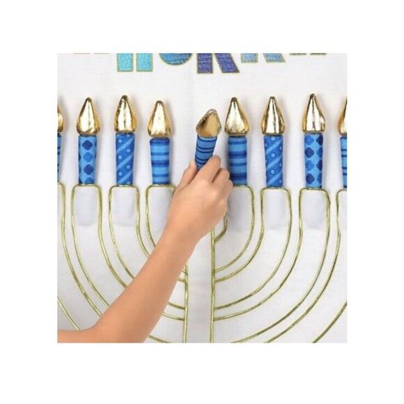 Hanging Fabric Menorah and Candle Set Kids Members Mark Judaism Hanukkah NEW - Picture 6 of 9